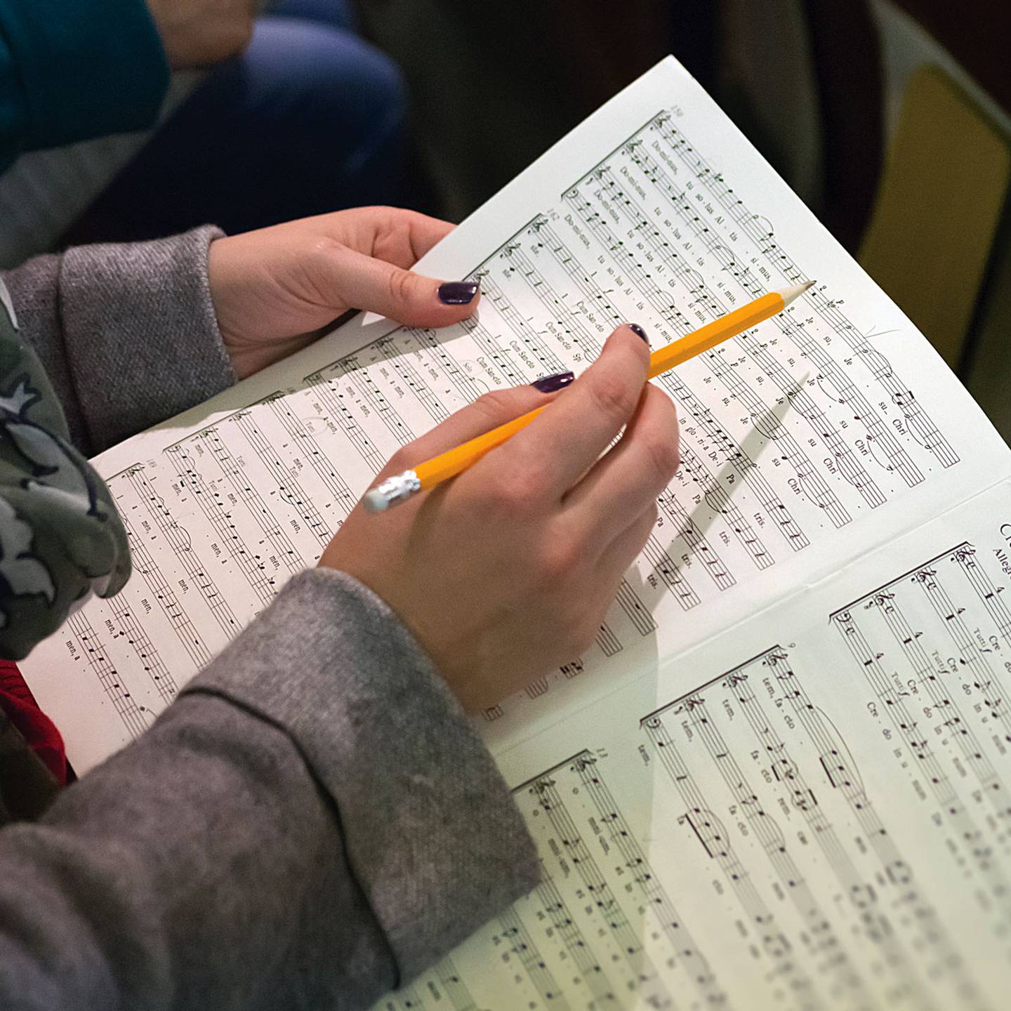Close up of sheet music.