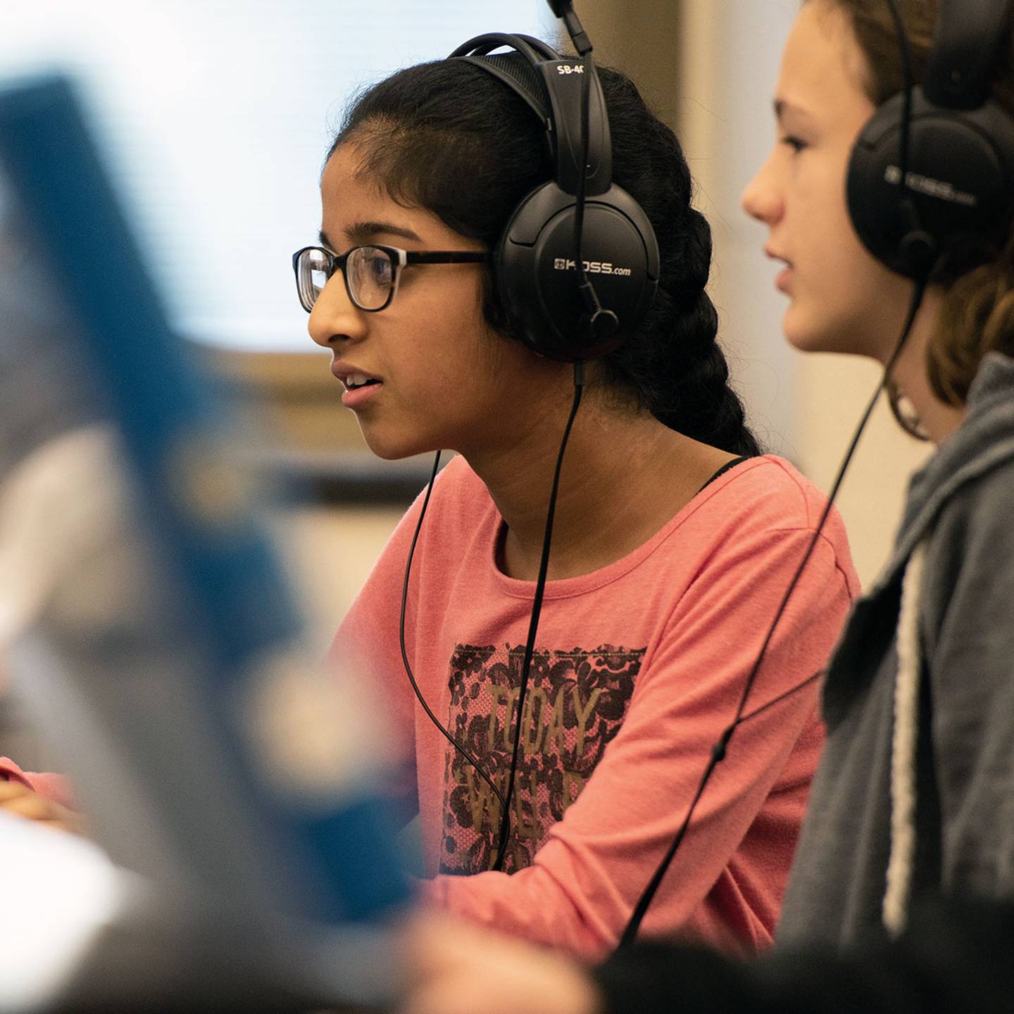 Student listening to music.