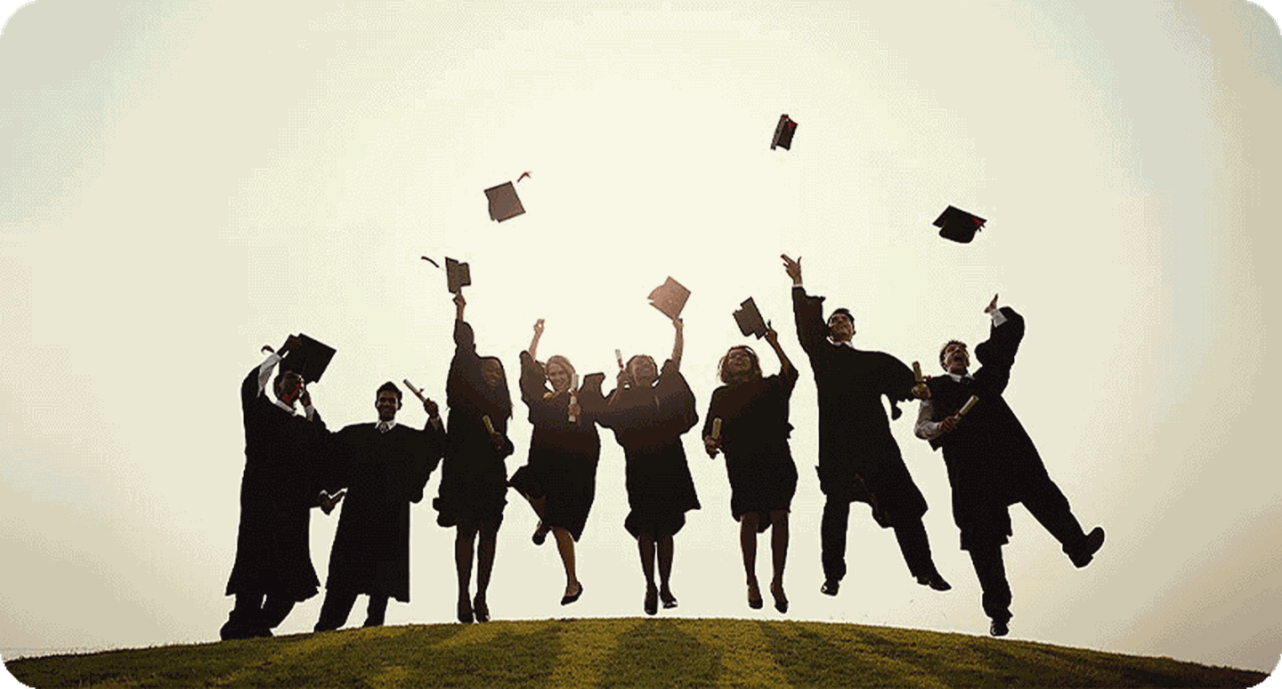 Graduation Students Jumping