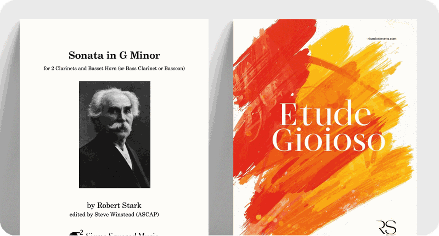Woodwind sheet music covers for Sound Innovations: Soloist and Compatible Wind Ensembles: Concert Trios.