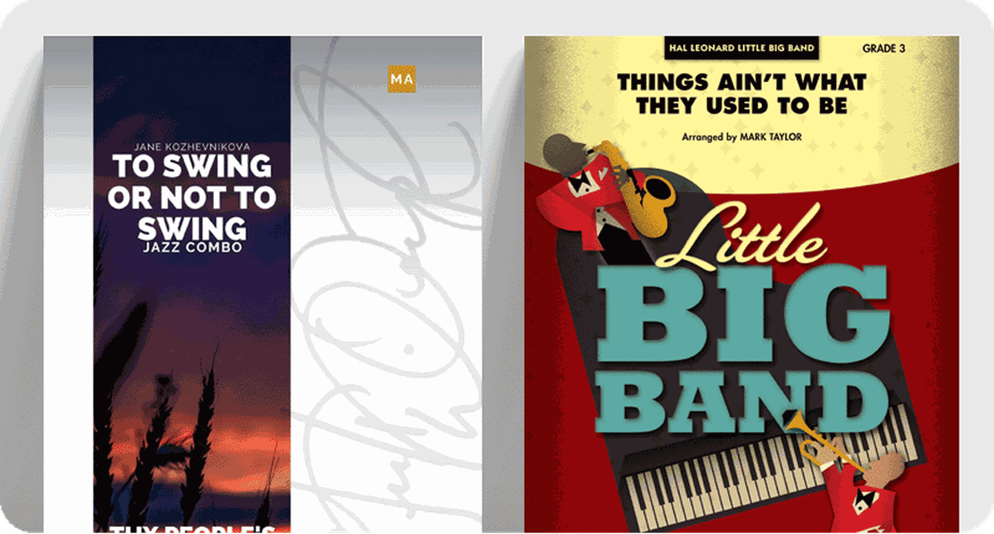 Jazz combo sheet music covers.